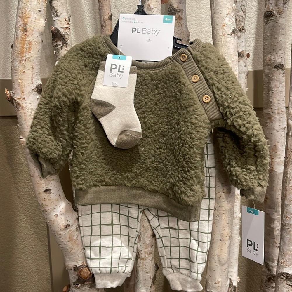 PL Baby Fuzzy Sweater and Plaid Pant.